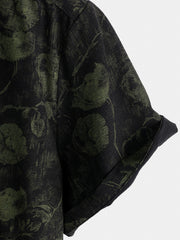 Men's Retro Floral Print Holiday Breathable Hawaiian Short Sleeve Shirt