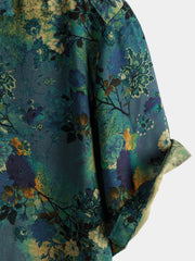 Men's Retro Floral Rayon Short Sleeve Shirt