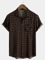 Men's Casual Vintage Summer Beach Short Sleeve Shirt