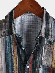 Men's Summer Striped Short Sleeve Hawaiian Shirt