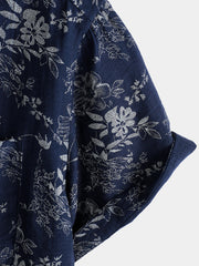 Men's Holiday Casual Summer Floral Vintage Short Sleeve Shirt