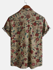 Men's Floral Print Lightweight Short Sleeve Retro Shirt