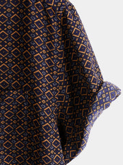 Men's Geometric Print Bohemian Casual Short Sleeve Shirt