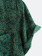 Men's Green Vintage Geometric Casual Short Sleeve Shirt