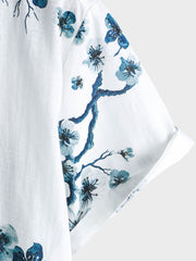 Men's Blossom Summer Button Up Short Sleeve Shirt