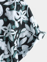 Men's Tropical Vintage Floral Short Sleeve Holiday Shirt