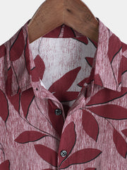 Men's Tropical Leaves Floral Lightweight Short Sleeve Hawaiian Shirt