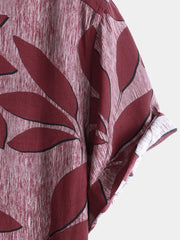 Men's Tropical Leaves Floral Lightweight Short Sleeve Hawaiian Shirt