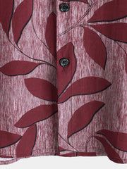 Men's Tropical Leaves Floral Lightweight Short Sleeve Hawaiian Shirt