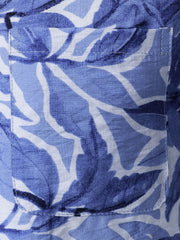 Men's Blue Tropical Print Pocket Resort Short Sleeve Shirt