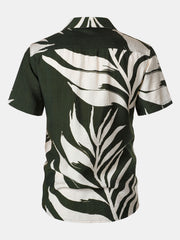 Men's Tropical Print Pocket Holiday Short Sleeve Shirt