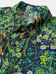 Men's Tropical Green Botanical Cotton Hawaiian Shirt