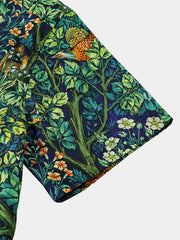 Men's Tropical Green Botanical Cotton Hawaiian Shirt