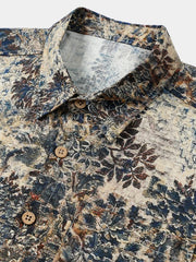 Men's Retro Short Sleeve Breathable Cotton Vacation Shirt