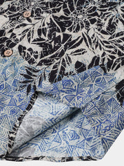 Men's Short Sleeve Cotton Breathable Retro Bohemian Botanical Print Island Holiday Shirt