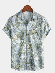 Men’s Hawaiian Floral Print Short Sleeve Breathable Cool Casual Vacation Summer Shirt