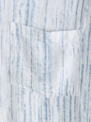 Men's Breathable Short Sleeve Pocket White Striped Shirt