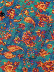 Men's Paisley Floral Print Bohemian Resort Short Sleeve Shirt