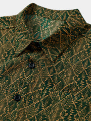 Men's Botanical Print Summer Short Sleeve Shirt