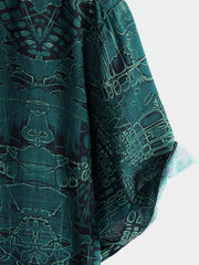 Men's Green Vintage Casual Short Sleeve Shirt