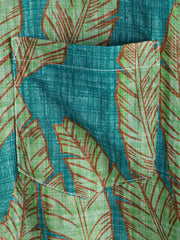 Men's Summer Green Tropical Leaf Hawaiian Short Sleeve Shirt
