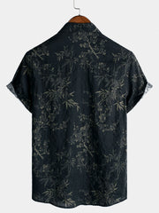 Men's Casual Elegant Blossom Print Retro Short Sleeve Shirt