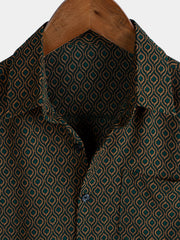 Men's Casual Holiday Short Sleeve Button Up Retro Shirt