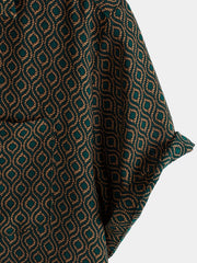Men's Casual Holiday Short Sleeve Button Up Retro Shirt