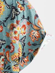 Men's Paisley Print Pocket Short Sleeve Shirt