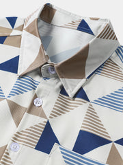 Men’s Geometric Triangle Print Short Sleeve Shirt