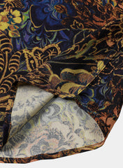 Men's Yellow Retro Floral 100% Rayon Short Sleeve Resort Shirt