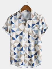 Men’s Geometric Triangle Print Short Sleeve Shirt