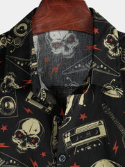 Men's Skull Music Punk Rock and Roll Cool Funny Hawaiian Shirt