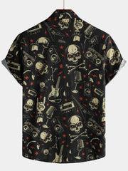 Men's Skull Music Punk Rock and Roll Cool Funny Hawaiian Shirt
