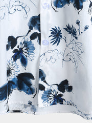 Men's Floral Cotton Casual Short Sleeve Shirt