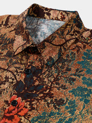 Men's Breathable Retro Floral Pattern Summer Shirt