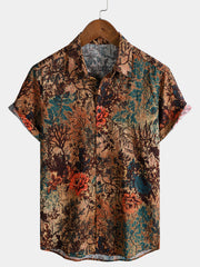 Men's Breathable Retro Floral Pattern Summer Shirt