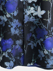 Men's Blue Rose Hawaiian Floral Print Short Sleeve Shirt