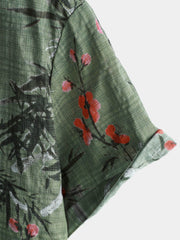 Men's Blossom Print Short Sleeve Summer Holiday Shirt