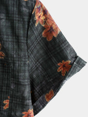 Men's Leaf Print Breathable Short Sleeve Hawaiian Shirt