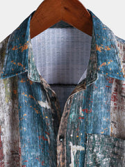 Men's Summer Retro Pocket Short Sleeve Shirt