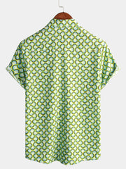 Men's Green Cool Summer Beach Short Sleeve Shirt