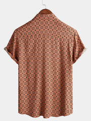 Men's Button Up Vintage Summer Beach Short Sleeve Shirt