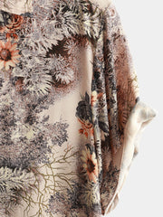 Men's Floral Print Retro Casual Button Up Shirt