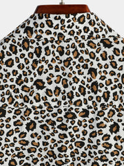 Men's Rock Leopard Print Short Sleeve Shirt