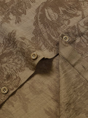 Men's Vintage Brown Floral Holiday Short Sleeve Shirt