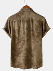 Men's Vintage Brown Floral Holiday Short Sleeve Shirt