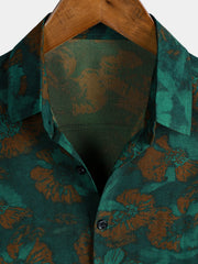 Men's Retro Floral Print Rayon Short Sleeve Shirt