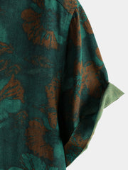 Men's Retro Floral Print Rayon Short Sleeve Shirt