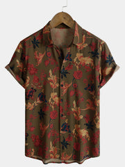 Men’s Weekend Everyday Outdoor Travel Daily Home Botanical Print Casual Short Sleeve Shirt